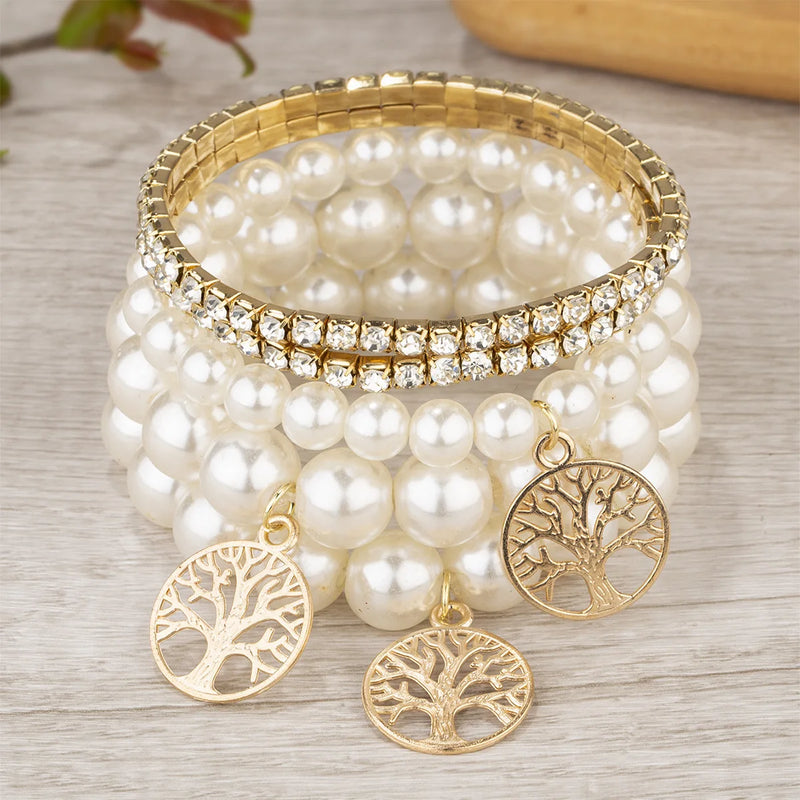 Bohemia Tree Pearl Beads Bracelet Set For Women