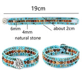 Bohemia Stone Leather Bracelet Multicolor Flower Bead String Bracelets