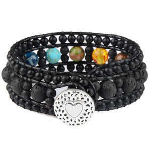 Bohemia Stone Leather Bracelet Multicolor Flower Bead String Bracelets