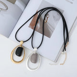 Bohemia Necklace Geometric Circle Pendant Women Long Sweater Chain