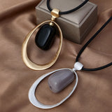 Bohemia Necklace Geometric Circle Pendant Women Long Sweater Chain