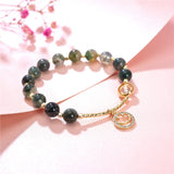 Bohemia Natural Stone Green Agates Bracelet 8mm Beads 7.5inch Y969