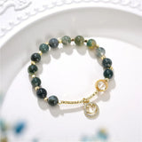 Bohemia Natural Stone Green Agates Bracelet 8mm Beads 7.5inch Y969