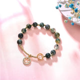 Bohemia Natural Stone Green Agates Bracelet 8mm Beads 7.5inch Y969