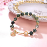 Bohemia Natural Stone Green Agates Bracelet 8mm Beads 7.5inch Y969