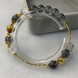 Bohemia Style Gray Jades 8mm Round Bracelet with Zinc Pendant