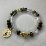 Natural Stone Yellow Tiger Eye Bracelet Pendant Chain Gift Y883