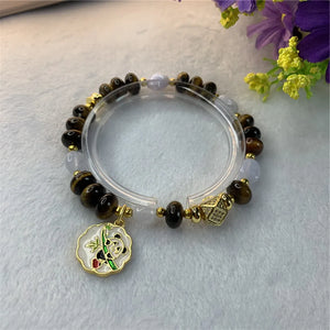 Natural Stone Yellow Tiger Eye Bracelet Pendant Chain Gift Y883