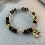 Natural Stone Yellow Tiger Eye Bracelet Pendant Chain Gift Y883