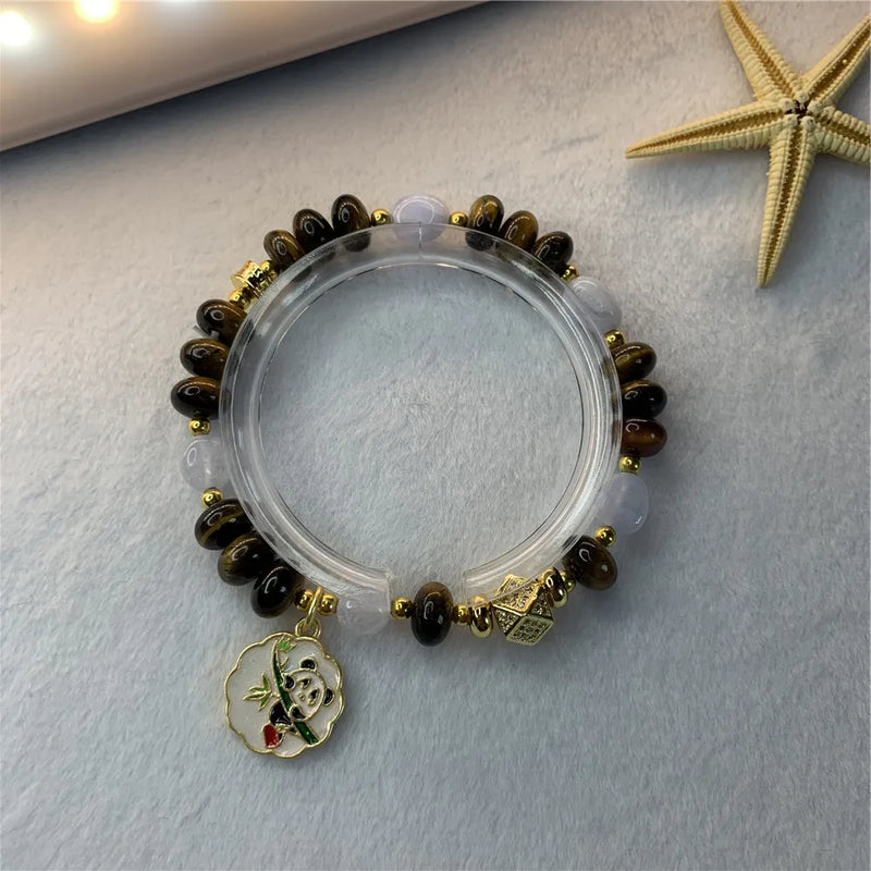 Natural Stone Yellow Tiger Eye Bracelet Pendant Chain Gift Y883