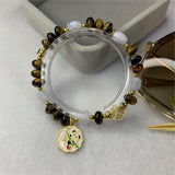 Natural Stone Yellow Tiger Eye Bracelet Pendant Chain Gift Y883