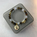 Natural Stone Yellow Tiger Eye Bracelet Pendant Chain Gift Y883