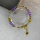 Bohemia Noble Violet Jades Natural Stone Bracelet 8mm Chain Yoga Jewelry