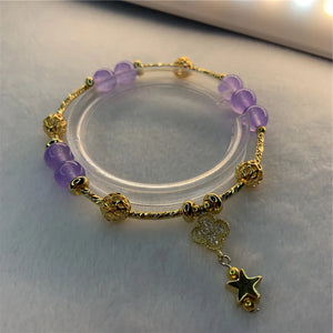 Bohemia Noble Violet Jades Natural Stone Bracelet 8mm Chain Yoga Jewelry