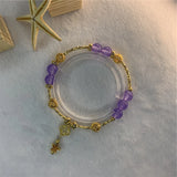 Bohemia Noble Violet Jades Natural Stone Bracelet 8mm Chain Yoga Jewelry