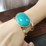 Bohemia Oil-spot Glaze Bracelets for Women Resin Alloy Statement Cuff Bangle