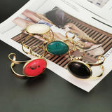 Bohemia Oil-spot Glaze Bracelets for Women Resin Alloy Statement Cuff Bangle
