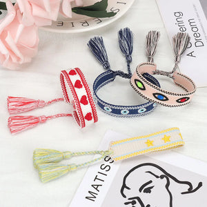 Bohemia Weave Tassel Bracelet Lucky Eye Heart Star Graphic Jewelry