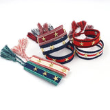 Bohemia Woven Tassel Bracelet for Women Star Rivet Wrist Strap Jewelry