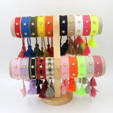 Bohemia Woven Tassel Bracelet for Women Star Rivet Wrist Strap Jewelry