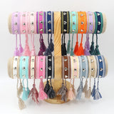 Bohemia Personality Woven Tassel Bracelet Alloy Heart Shape Rivet Wrist Starp
