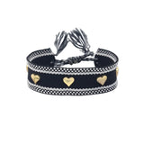 Bohemia Personality Woven Tassel Bracelet Alloy Heart Shape Rivet Wrist Starp