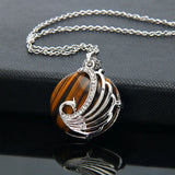 Bohemia Phoenix stone pendant necklace woman druzy Purple stone Chakras opal
