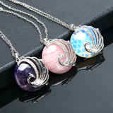 Bohemia Phoenix stone pendant necklace woman druzy Purple stone Chakras opal