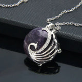 Bohemia Phoenix stone pendant necklace woman druzy Purple stone Chakras opal