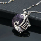 Bohemia Phoenix stone pendant necklace woman druzy Purple stone Chakras opal