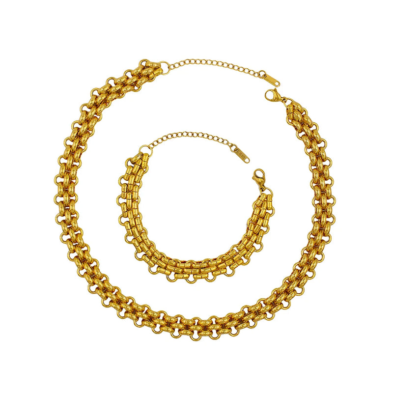 Bohemia Popcorn Shape Necklace Bracelet Set