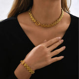 Bohemia Popcorn Stainless Steel Chains Necklaces Bracelets Set