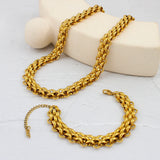 Bohemia Popcorn Stainless Steel Chains Necklaces Bracelets Set
