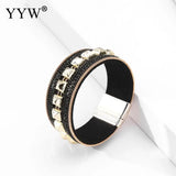 Bohemia Pu Leather Cord Bracelets High Metal Rivet Beading Magnetic Bangle