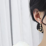 Bohemia Asymmetrical Tassel Earrings 14K Zircon Studs