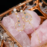 Bohemia Asymmetrical Tassel Earrings 14K Zircon Studs