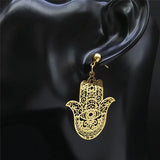 Bohemia Stainless Steel Big Earrings Women Fatima Hamsa Hand Stud Earrings