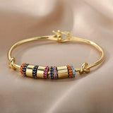 Bohemia Zircon Bangle Bracelet Stainless Steel Women's Boho Jewelry