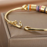 Bohemia Zircon Bangle Bracelet Stainless Steel Women's Boho Jewelry