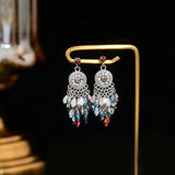 Ethnic Colorful Bead Tassel Earrings Retro Temperament Long Stud Jewelry