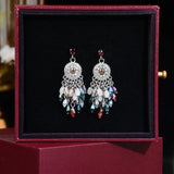 Ethnic Colorful Bead Tassel Earrings Retro Temperament Long Stud Jewelry
