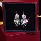 Ethnic Colorful Bead Tassel Earrings Retro Temperament Long Stud Jewelry
