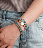 Boho Style Friendship Bracelet with Colorful Leather In and Heart-shaped