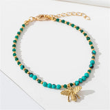 Bohemia Style Turquoise Bee Pendant Bracelet Handcrafted Female Charm Jewelry