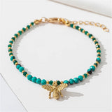 Bohemia Style Turquoise Bee Pendant Bracelet Handcrafted Female Charm Jewelry