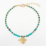 Bohemia Style Turquoise Bee Pendant Bracelet Handcrafted Female Charm Jewelry