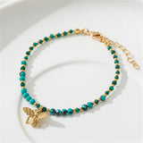 Bohemia Style Turquoise Bee Pendant Bracelet Handcrafted Female Charm Jewelry