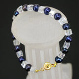 7-8mm Natural Pearl Square Crystal Beads Bracelet