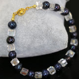 7-8mm Natural Pearl Square Crystal Beads Bracelet