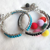 Boho Style Round Beads & Engraved Alloy Leaf Drop with Locket Ball